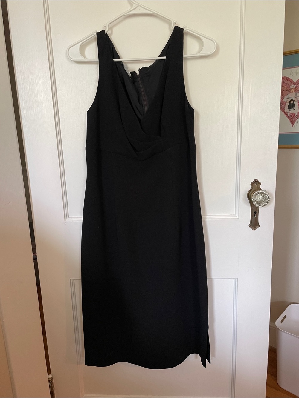 Donna Morgan Black Midi Draped Neck Dress